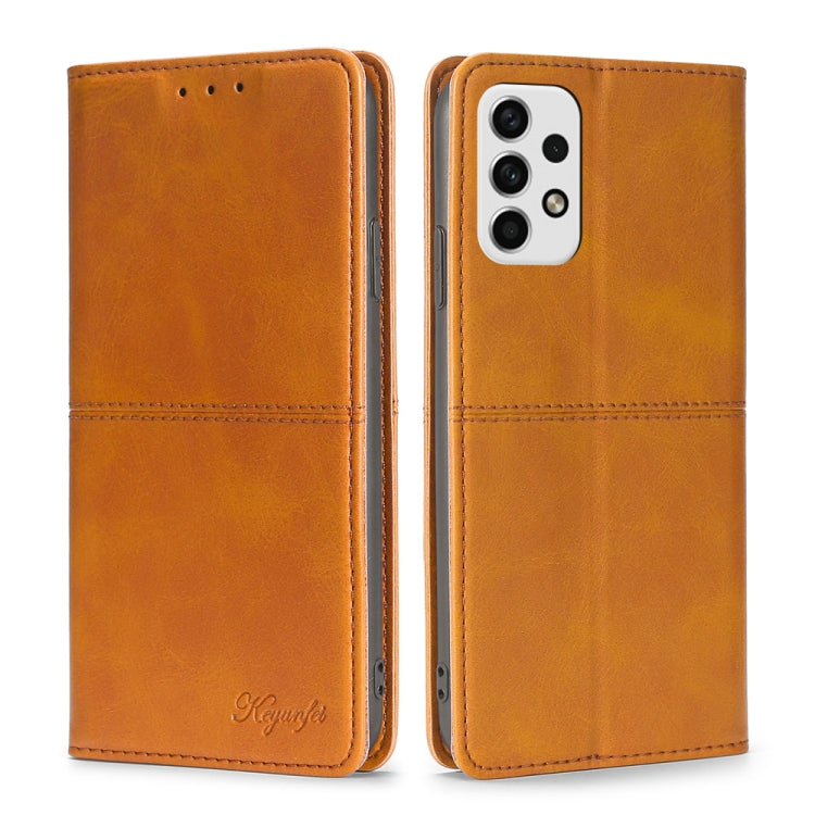 Custodia per telefono in pelle a vibrazione orizzontale magnetica con trama di mucca, For Samsung Galaxy A03 EU Edition 166mm, For Samsung Galaxy A23 5G, For Samsung Galaxy M33 5G, For Samsung Galaxy M53 5G