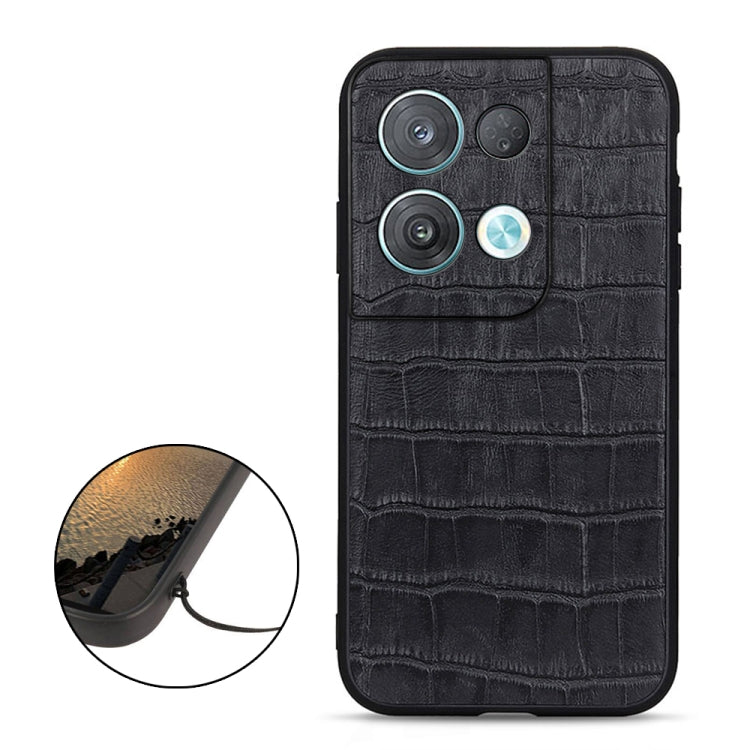 Custodia per telefono in vera pelle con trama di coccodrillo, For OPPO Reno8, For OPPO Reno8 Pro, For OPPO Reno8 Pro+