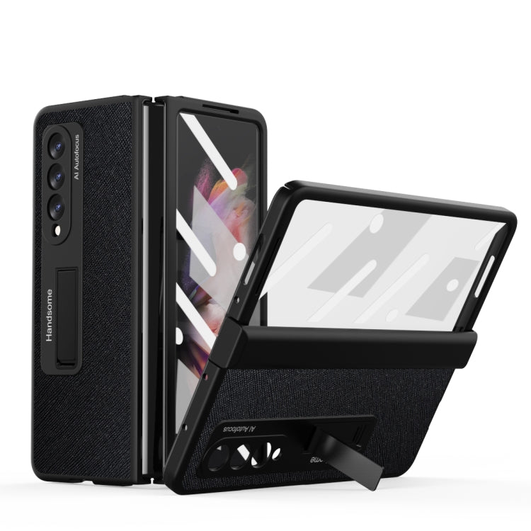 Custodia per telefono a conchiglia a copertura totale con cerniera a trama incrociata integrata, For Samsung Galaxy Z Fold3