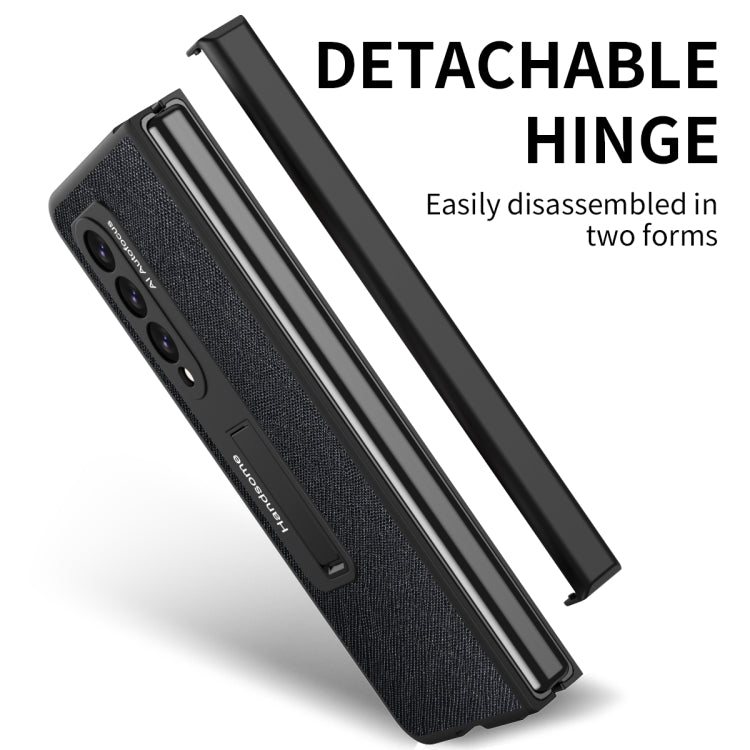 Custodia per telefono a conchiglia a copertura totale con cerniera a trama incrociata integrata, For Samsung Galaxy Z Fold3