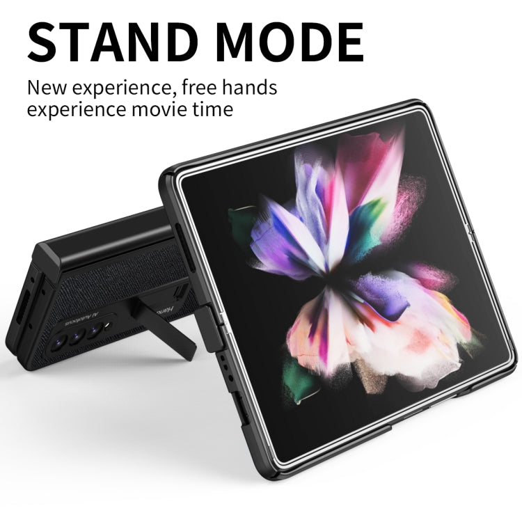 Custodia per telefono a conchiglia a copertura totale con cerniera a trama incrociata integrata, For Samsung Galaxy Z Fold3