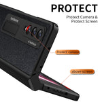 Custodia per telefono a conchiglia a copertura totale con cerniera a trama incrociata integrata, For Samsung Galaxy Z Fold3