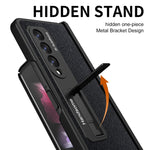 Custodia per telefono a conchiglia a copertura totale con cerniera a trama incrociata integrata, For Samsung Galaxy Z Fold3