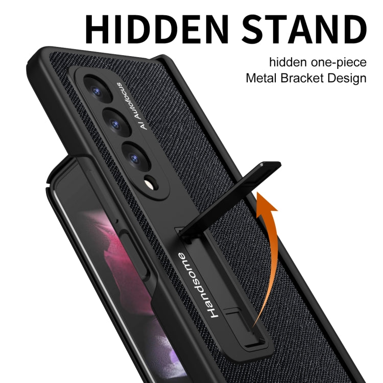 Custodia per telefono a conchiglia a copertura totale con cerniera a trama incrociata integrata, For Samsung Galaxy Z Fold3