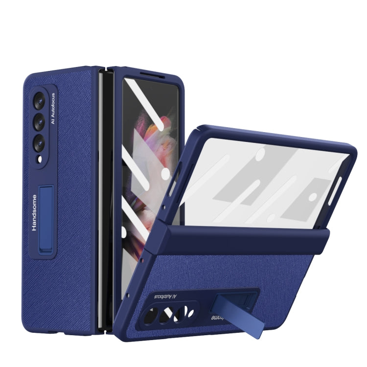 Custodia per telefono a conchiglia a copertura totale con cerniera a trama incrociata integrata, For Samsung Galaxy Z Fold3