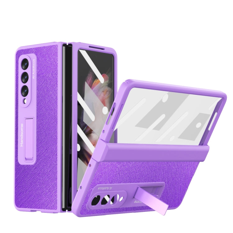 Custodia per telefono a conchiglia a copertura totale con cerniera a trama incrociata integrata, For Samsung Galaxy Z Fold3