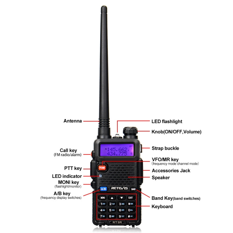Radio portatile bidirezionale Retevis RT5R 144-146MHz 430-440MHz