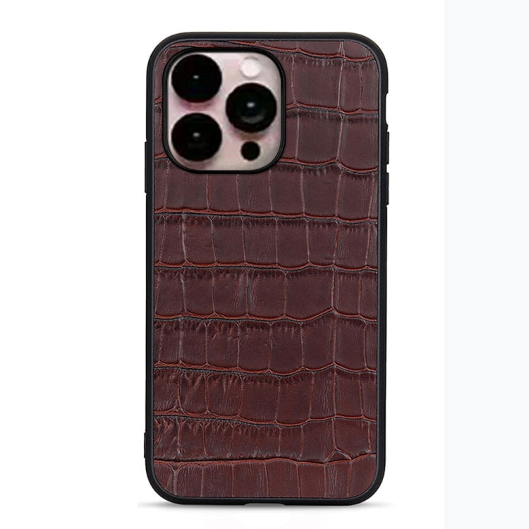 Custodia in vera pelle con trama di coccodrillo per iPhone 14 Pro
