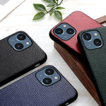 Custodia in vera pelle con texture Litchi per iPhone 14