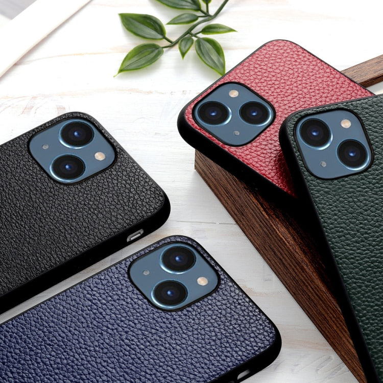 Custodia in vera pelle con texture Litchi per iPhone 14