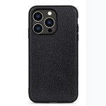 Custodia in vera pelle con texture Litchi per iPhone 14