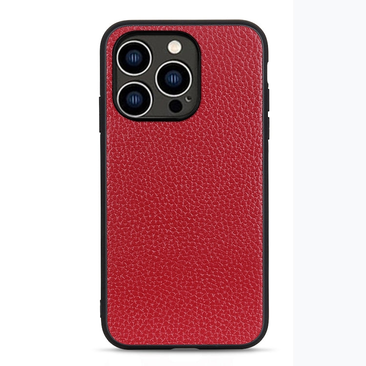 Custodia in vera pelle con texture Litchi per iPhone 14