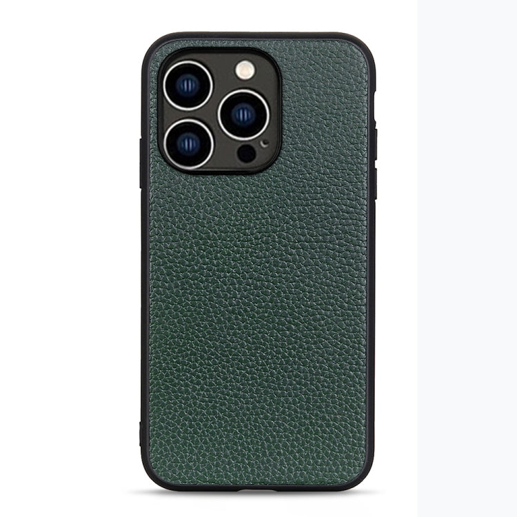 Custodia in vera pelle con texture Litchi per iPhone 14