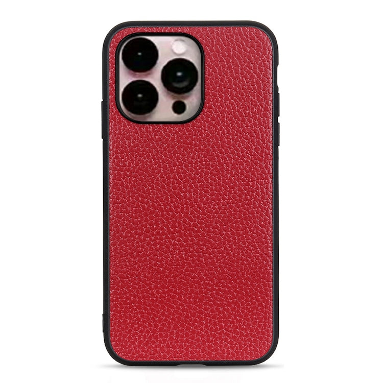 Custodia in vera pelle con texture Litchi per iPhone 14