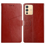 Custodia per telefono in pelle flip orizzontale con cuciture a Y, For vivo V23 5G