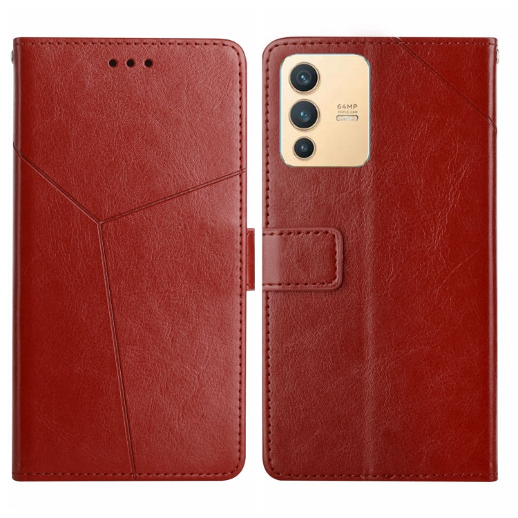 Custodia per telefono in pelle flip orizzontale con cuciture a Y, For vivo V23 5G