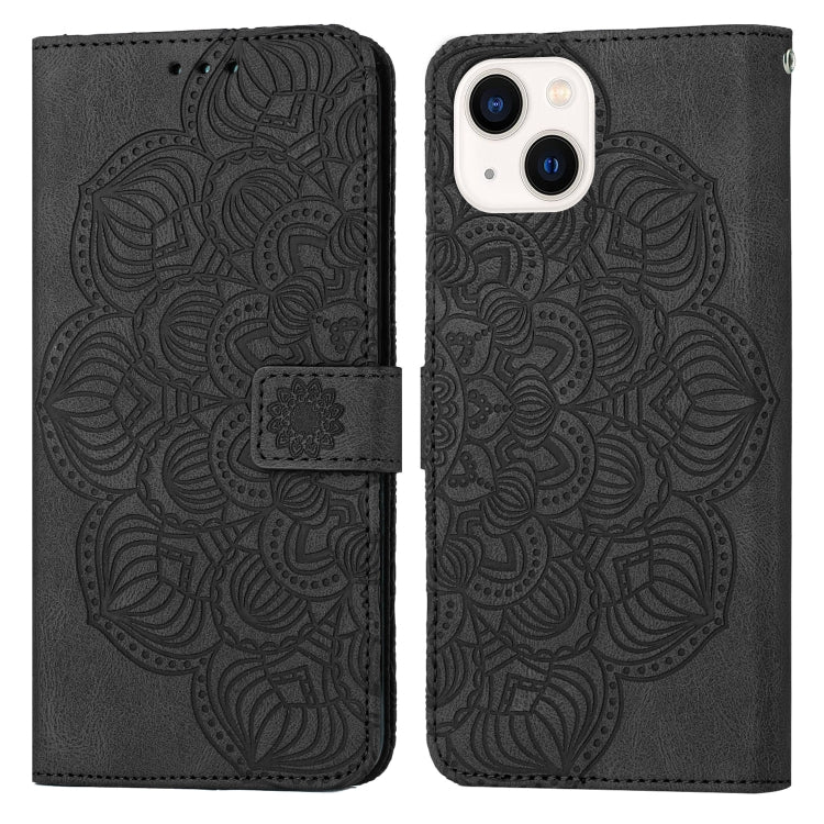Custodia portafoglio in pelle con mandala per iPhone 13 Pro