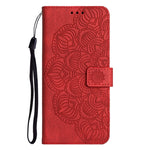Custodia portafoglio in pelle con mandala per iPhone 13 Pro