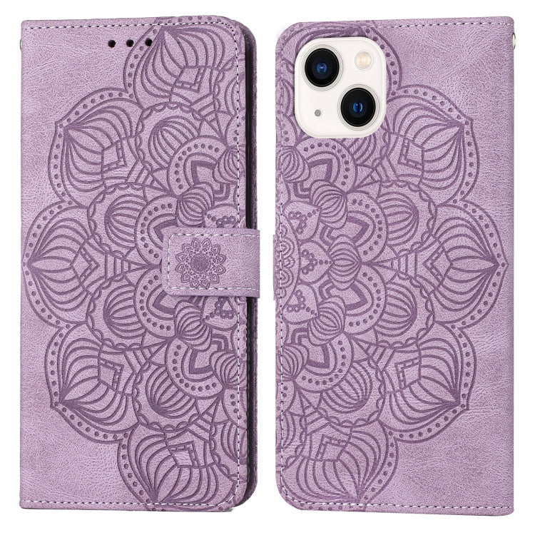 Custodia portafoglio in pelle con mandala per iPhone 13 Pro