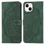 Custodia portafoglio in pelle con mandala per iPhone 13 Pro