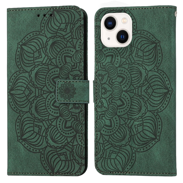 Custodia portafoglio in pelle con mandala per iPhone 13 Pro