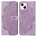 Custodia portafoglio in pelle con mandala per iPhone 13 Pro