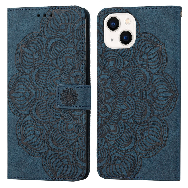 Custodia portafoglio in pelle con mandala per iPhone 13 Pro