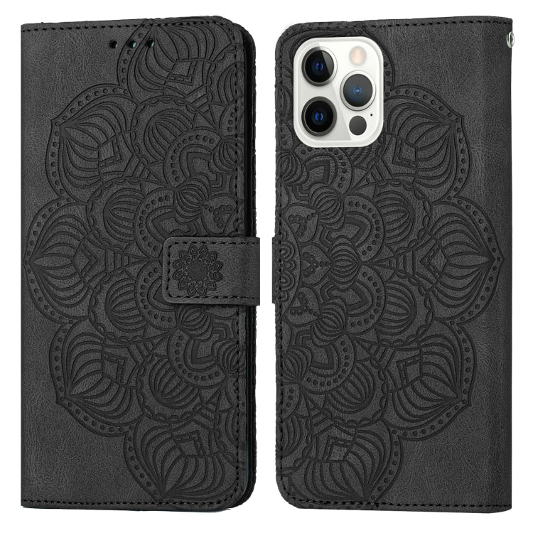 Custodia portafoglio in pelle con mandala per iPhone 13 Pro