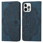 Custodia portafoglio in pelle con mandala per iPhone 13 Pro