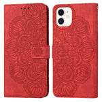 Custodia portafoglio in pelle con mandala per iPhone 12