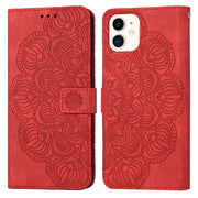 Custodia per cellulare in pelle flip goffrata con mandala, For iPhone 12 mini, For iPhone 12 / 12 Pro, For iPhone 12 Pro Max, For iPhone 11
