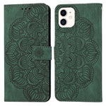 Custodia portafoglio in pelle con mandala per iPhone 12