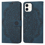Custodia portafoglio in pelle con mandala per iPhone 12