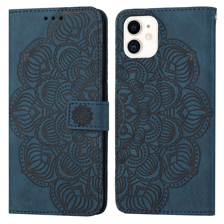 Custodia portafoglio in pelle con mandala per iPhone 12