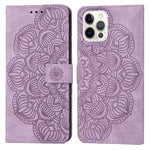 Custodia portafoglio in pelle con mandala per iPhone 12