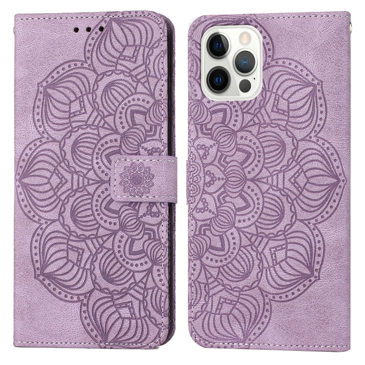 Custodia portafoglio in pelle con mandala per iPhone 12