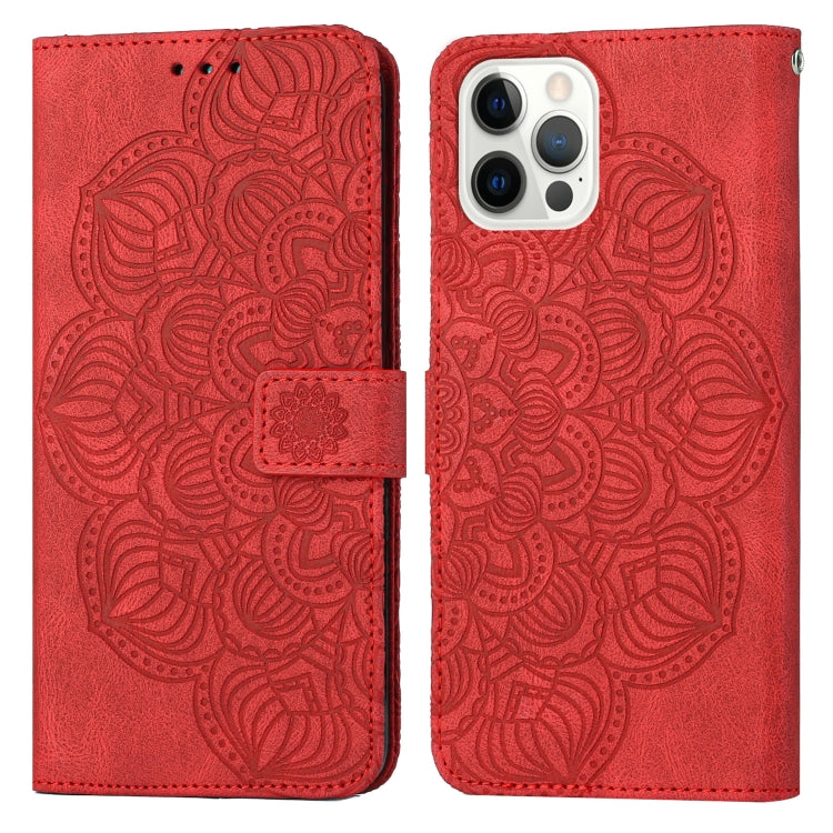 Custodia portafoglio in pelle con mandala per iPhone 12