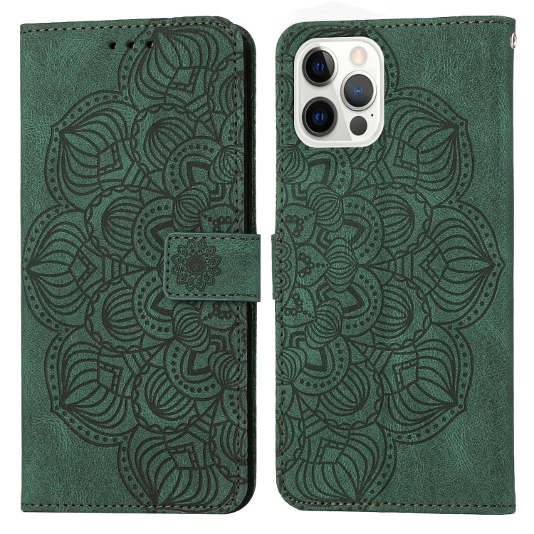 Custodia portafoglio in pelle con mandala per iPhone 12