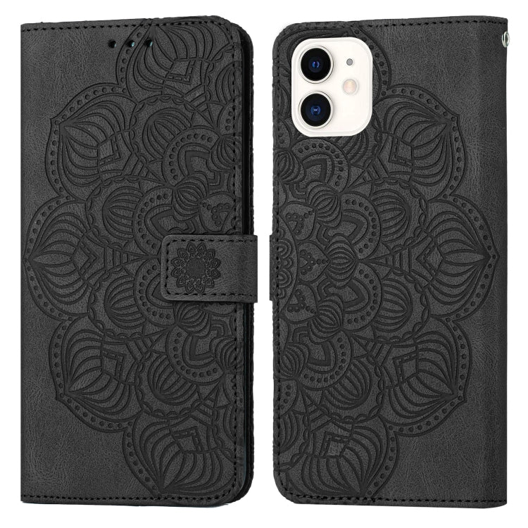 Custodia portafoglio in pelle con mandala per iPhone 12