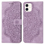 Custodia portafoglio in pelle con mandala per iPhone 12