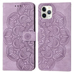 Custodia portafoglio in pelle con mandala per iPhone XR