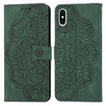 Custodia portafoglio in pelle con mandala per iPhone XR