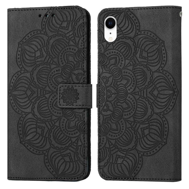Custodia portafoglio in pelle con mandala per iPhone XR