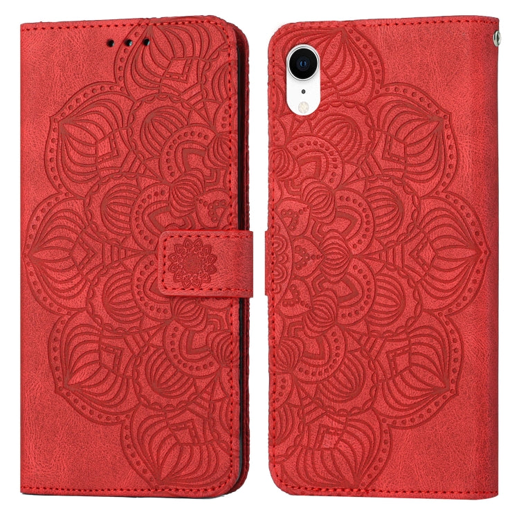 Custodia portafoglio in pelle con mandala per iPhone XR