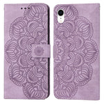 Custodia portafoglio in pelle con mandala per iPhone XR