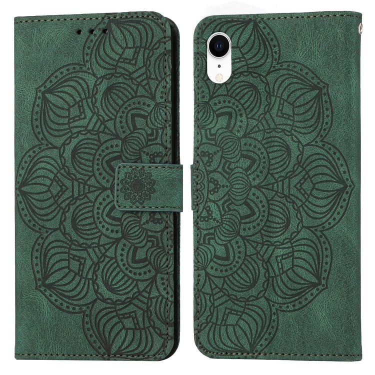Custodia portafoglio in pelle con mandala per iPhone XR