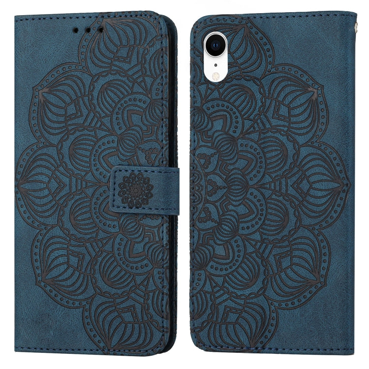 Custodia portafoglio in pelle con mandala per iPhone XR