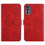 Custodia per cellulare in pelle goffrata con peonia a farfalla, For Honor Magic4, For Honor Magic4 Pro, For Motorola Moto G42, For Motorola Moto G62 5G