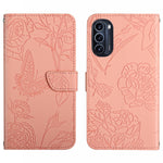 Custodia per cellulare in pelle goffrata con peonia a farfalla, For Motorola Moto G52J 5G, For Motorola Moto G71S, For OPPO Realme Narzo 50 4G, For OPPO Reno7 4G