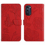 Custodia per cellulare in pelle goffrata con peonia a farfalla, For Motorola Moto G52J 5G, For Motorola Moto G71S, For OPPO Realme Narzo 50 4G, For OPPO Reno7 4G